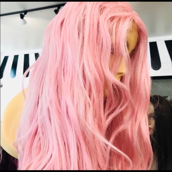 Pink wig pastel pink long wavy 2020 hairstyle wig - Picture 6 of 8